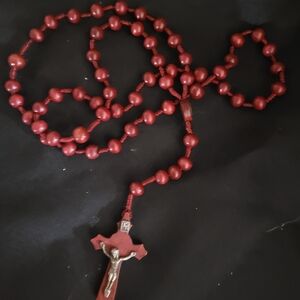 Red Beaded Rosary with Crucifix
